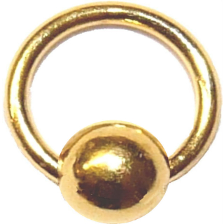 Fingernagel-Piercing: Ring mit Kugel, 24 Karat vergoldet, 4mm