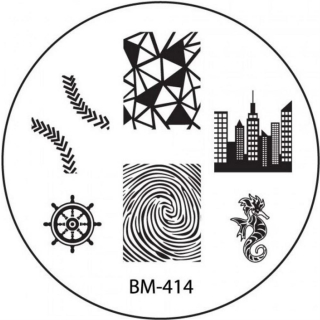 STAMPING-SCHABLONE # BM-414 °Skyline, Fingerabdruck, Fingerprint, Anker, Seepferd°