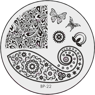 STAMPING-SCHABLONE # BP-22 großflächige florale Muste, Schmetterlinge, Schnörkel, Blätter