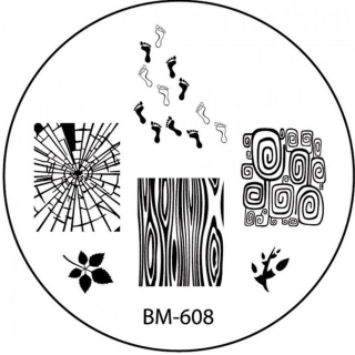 STAMPING-SCHABLONE # BM-608 °Fuss-Spuren, Füsse, Baummuster, Glasbruch, zerbrochenes Glas, Ahornblatt, Retromuster°
