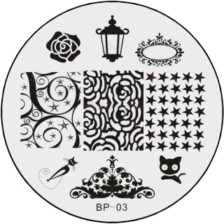 STAMPING-SCHABLONE # BP-03 Katzen, Ornamente, Rose, Laterne, Sterne