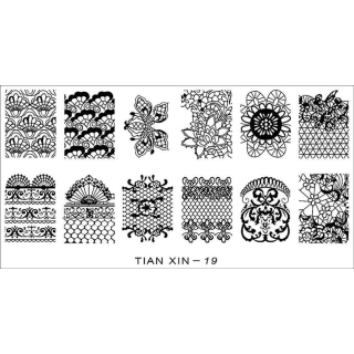 XL-STAMPING-SCHABLONE 12x6cm # XIN-19 Spitze, Lace