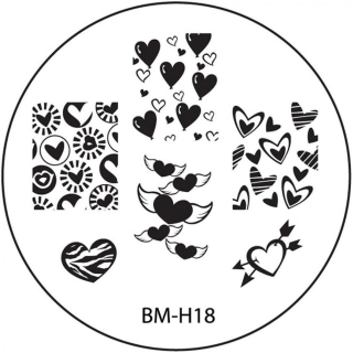 STAMPING-SCHABLONE # BM-H18 °Liebe, Love, Valentinstag, Herzen, Flügelherz°