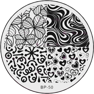 STAMPING-SCHABLONE # BP-50 großflächige Blätter, Herzen, Wellen
