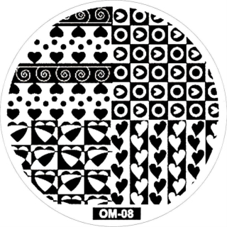 ++ABVERKAUF++ STAMPING-SCHABLONE # OM-08 großflächige, geometrische Muster: HERZEN
