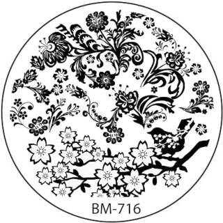 STAMPING-SCHABLONE # BM-716 Kirschblüten, Blütenast, Sakura