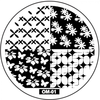 STAMPING-SCHABLONE # OM-01 geometrische Muster, Blüten
