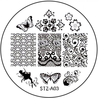 STAMPING-SCHABLONE # STZ-A03 Elfe, Fee, Schmetterling, Fairy, Blüten, Ornamente