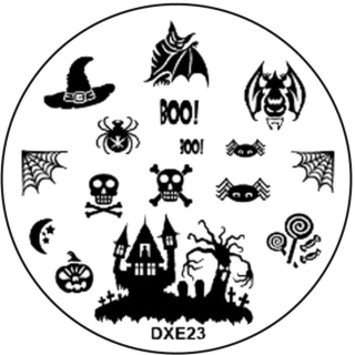 STAMPING-SCHABLONE # DXE-23 Halloween Fledermaus Hexe Geisterschloß BOO! Spinnennetz Spinne Kürbis