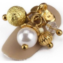2 Stück OVERLAYS #79  Goldener Karabiner mit diversen Perlen in Gold und Weiß M-113