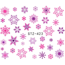 NAILSTICKER wasserlöslich # STZ-423 Schneeflocken pink...