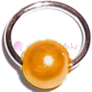 Piercing-Ring STERLING-SILBER, 6mm, Perle: ORANGE, #NP-087G